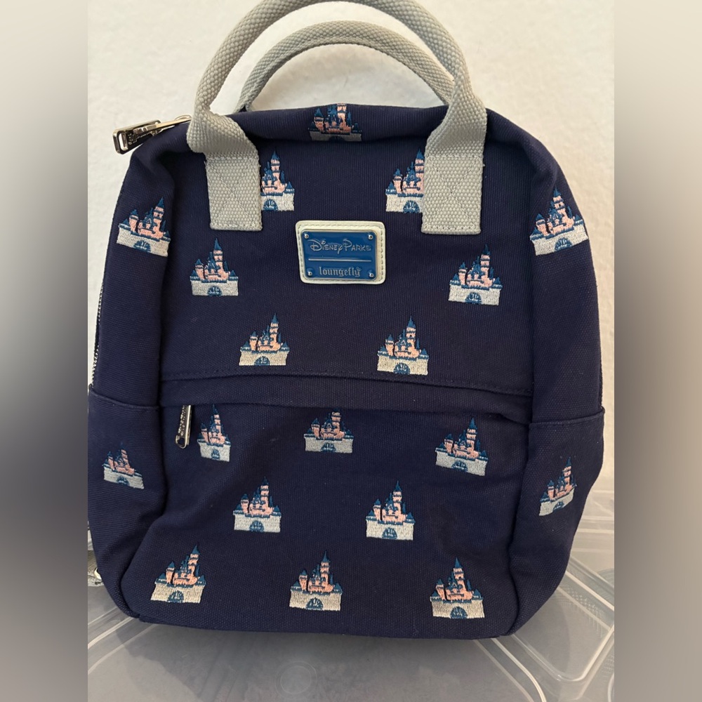 Disney Parks Loungefly Cinderella Castle Canvas Backpack Rare Retired